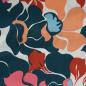 Preview: Leichte Baumwolle Satin große Blüten grün rosa pfirsich